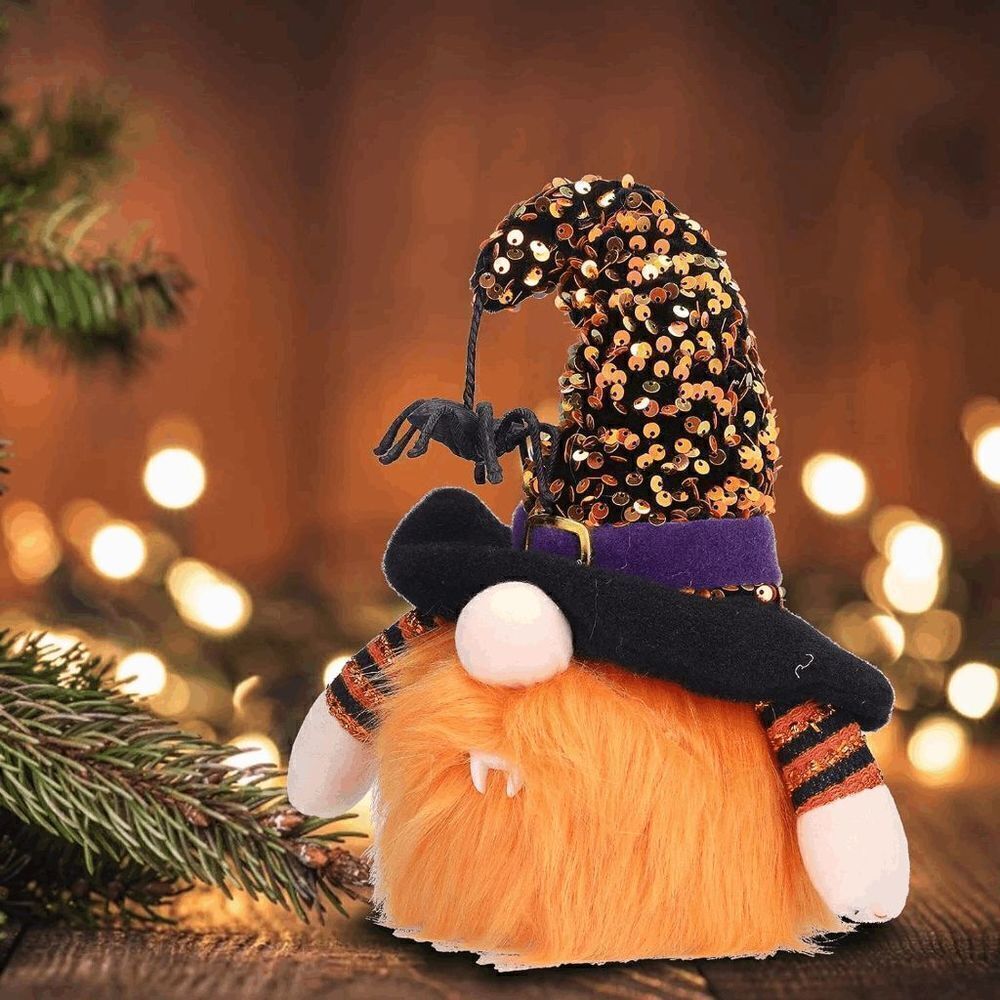 Halloween Gnomes Plush Decor Lighted Witch Gnome Doll Decorations for Halloween - Picture 7 of 8